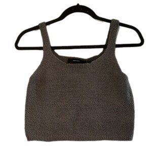 Green Vero Moda Women's Sleeveless Plush Knit Crop Top